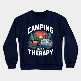 Camping is My Therapy, Retro Camper Crewneck Sweatshirt